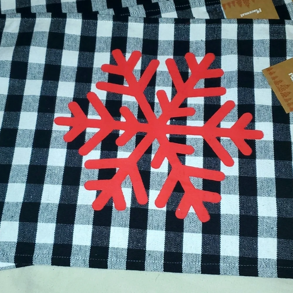 Plaid Snow Flake Placemats Set of 4